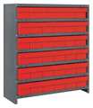 Quantum Storage Systems Steel Enclosed Bin Shelving, 36 in W x 39 in H x 12 in D, 7 Shelves, Red CL1239-601RD