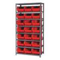 Quantum Storage Systems Steel Bin Shelving, 36 in W x 75 in H x 18 in D, 8 Shelves, Red QSBU-255RD