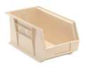 Quantum Storage Systems 60 lb Hang & Stack Storage Bin, Polypropylene, 8 1/4 in W, 7 in H, 14 3/4 in L, Ivory QUS240IV