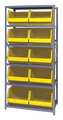 Quantum Storage Systems Steel Bin Shelving, 36 in W x 75 in H x 18 in D, 6 Shelves, Yellow QSBU-270YL