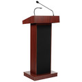 Oklahoma Sound OS Orator Lectern, Recharge Battery with Wireless Hand Mic, Mahogany M800X-MY/LWM-5