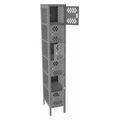 Tennsco Box Locker, 12 in W, 18 in D, 78 in H, (1) Wide, (6) Openings, Gray VBL6-1218-1MED GRAY