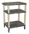 Zoro Select Thermoplastic Resin Utility Cart with Lipped Plastic Shelves, Flat, 3 Shelves, 300 lb WT34GYE