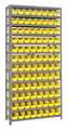 Quantum Storage Systems Steel Bin Shelving, 36 in W x 75 in H x 12 in D, 13 Shelves, Yellow 1275-101YL
