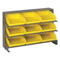 Quantum Storage Systems Steel Bench Pick Rack, 36 in W x 21 in H x 12 in D, 3 Shelves, Yellow QPRHA-109YL