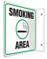 Accuform Designated Smoking Area Sign, 8 in Height, 8 in Width, Plastic, L-Shaped, English PSP495