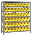 Quantum Storage Systems Steel Bin Shelving, 36 in W x 39 in H x 12 in D, 7 Shelves, Yellow 1239-101YL