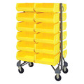 Quantum Storage Systems Steel Mobile Bin Rail Floor Rack, 20 in W x 36 in D x 53 in H, Yellow MQRU-12D-250-24YL