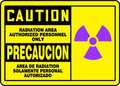 Accuform Spanish-Bilingual Caution Sign, 7 in Height, 10 in Width, Plastic, Rectangle, English, Spanish SBMRAD632MVP