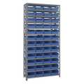 Quantum Storage Systems Steel Bin Shelving, 36 in W x 75 in H x 18 in D, 13 Shelves, Blue 1875-108BL