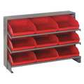 Quantum Storage Systems Steel Bench Pick Rack, 36 in W x 21 in H x 12 in D, 3 Shelves, Red QPRHA-109RD