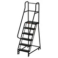 Ega 103 in H Steel Rolling Ladder, 6 Steps, 450 lb Load Capacity CA-F009-BL