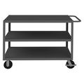 Zoro Select Utility Cart with Flush Metal Shelves, Steel, Flat, 3 Shelves, 3,000 lb RSC2448-3-3K-6PHSB-ALD-95