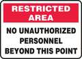 Accuform Restricted Area Sign, 10 in Height, 14 in Width, Recycled Plastic, Rectangle, English MADC503VP