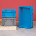 Orbis Straight Wall Container, Blue, Plastic, 12 in L, 15 in W, 9 1/2 in H, 0.62 cu ft Volume Capacity NSO1215-9 BLUE