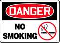 Accuform Danger No Smoking Sign, 10" H, 14 in W, Plastic, Rectangle, English, MSMK016VP MSMK016VP