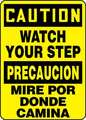 Accuform Spanish-Bilingual Caution Sign, 14" H, 10" W, Plastic, Rectangle, English, Spanish, SBMSTF661VP SBMSTF661VP