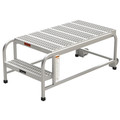 Zoro Select Aluminum Mobile Work Platform, 2 Steps, No Handrails, 42"D Platform, Serrated Tread A011