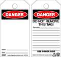 Zing Danger Tag, 5-3/4 x 3 In, Plstc, OSHA, PK10 7013