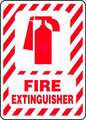 Accuform Fire Extinguisher Sign, 14X10", R/WHT, Sign Legend Text Color: Red MFXG516VP