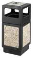 Safco 38 gal Square Trash Can, Black, 18-1/4" Dia, Open Top, Plastic 9473NC