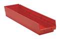 Quantum Storage Systems 50 lb Shelf Storage Bin, Polypropylene, 6 5/8 in W, 4 in H, 23 5/8 in L, Red QSB106RD