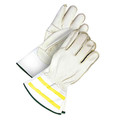 Bdg Water Repellent Grain Cowhide Utility Glove HiViz 3 in Cuff, Shrink Wrapped, Size L 60-1-1283-L-K