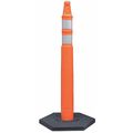 Zoro Select Delineator Post with Base, HDPE, Meets MUTCD Requirements, Temporary, Orange, 43 in H, Flat Top 03-710RBC-B