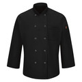 Red Kap Chef Coat, L, Black 042XBK RG L