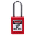 Master Lock Zenex Thermoplastic Padlock, 1-3/8 in Wide, 1-1/2 in H, Stainless Steel Shackle, Key Retaining, Red S31RED