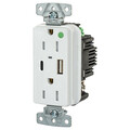 Hubbell USB Receptacle, White, 1/2 hp USB8200ACPDW