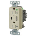 Hubbell USB Receptacle, Ivory, 1 hp USB8300ACPDI