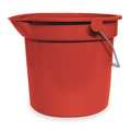 Tough Guy 3 1/2 gal Round Bucket, 11-1/4 in H, 11 1/2 in Dia, Red, Plastic 1ELK2