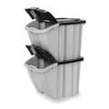 Suncast Storage Tote with Snap Lid, Black/Gray, Polypropylene, 18 gal Volume Capacity, 2 PK BH1888102PK