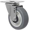 Zoro Select Swivel Plate Caster, Therm Rubber, 4 in, 176 lb 1G191
