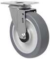Zoro Select Swivel Plate Caster, Therm Rubber, 5 in, 198 lb. 1G192