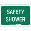 Brady Safety Shower Sign, 7X10", WHT/GRN, ENG, 22686 22686