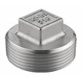 Zoro Select 1-1/4" MNPT 304 SS Square Head Plug, Max. Pressure: 300 psi 40SQ112N114