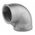 Zoro Select 304 Stainless Steel 90 Elbow, 2 in x 2 in Fitting Pipe Size, Female NPT x Female NPT, Class 150 409E111N020