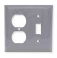 Hubbell Wiring Device-Kellems Toggle Wall Plates and Box Cover, Number of Gangs: 2 Nylon, Smooth Finish, Gray NP18GY