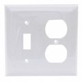 Hubbell Wiring Device-Kellems Toggle Switch/Duplex Receptacle Wall Plates and Box Cover, Number of Gangs: 2 Nylon, Smooth Finish NP18W