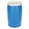 Zoro Select Open Head Transport Drum, Polyethylene, 30 gal, Unlined, Blue POLY30OH-BL