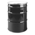 Zoro Select Open Head Transport Drum, Steel, 55 gal, Unlined, Black CQ5504Q