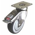 Zoro Select Swivel Plate Caster w/Total-Lock, TPR, 4 in, 190 lb P14SX-RP040K-12-TB-AM