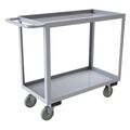 Zoro Select Corrosion-Resistant Utility Cart with Lipped Metal Shelves, Stainless Steel, Flat, 2 Shelves SRSC1630602ALU5PUS