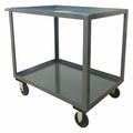 Zoro Select Utility Cart with Lipped Metal Shelves, Steel, Flat, 2 Shelves, 1,400 lb SB236P500GP