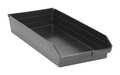 Quantum Storage Systems 50 lb Shelf Storage Bin, Polypropylene/Polyethylene, 11 1/8 in W, 4 in H, 23 5/8 in L, Black QSB116BR