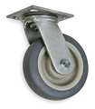 Zoro Select Swivel Plate Caster, Therm Rubber, 6 in, 450 lb, Gry 1NVD6
