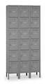 Tennsco Box Locker, 36 in W, 15 in D, 78 in H, (3) Wide, (18) Openings, Gray BS6-121512-3MG