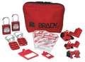 Brady Breaker Lockout Sampler Pouch Kit, Filled, Electrical, 12 Components, 2 Keyed-Alike Safety Padlocks 105967